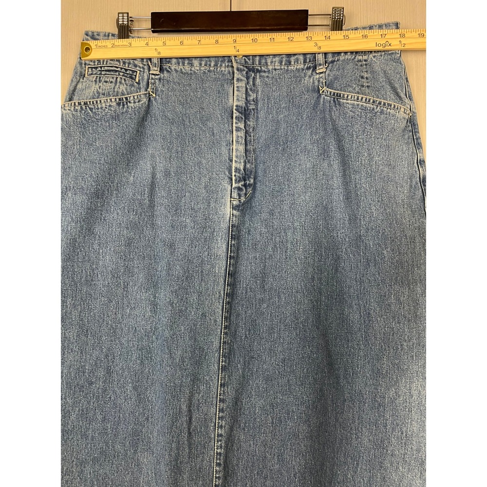 Eddie Bauer‎ Denim Skirt Womens 18 Straight High Waisted Vintage 90s 36x37 - Picture 7 of 8